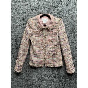 CHANEL 04P Fantasy Tweed‎ Ensemble Pink Jacket Size 38 P23760